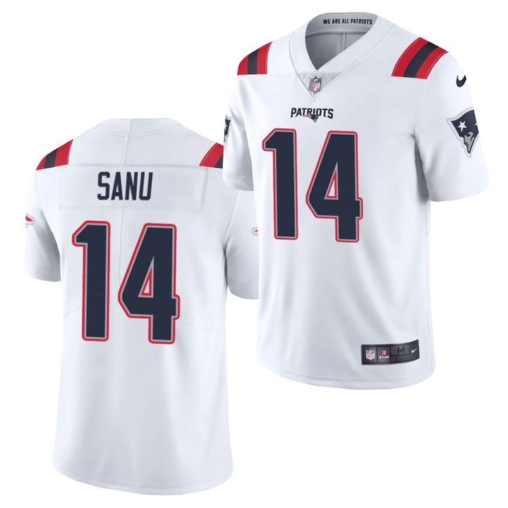 Men New England Patriots 14 Mohamed Sanu Nike White Vapor Limited NFL Jersey